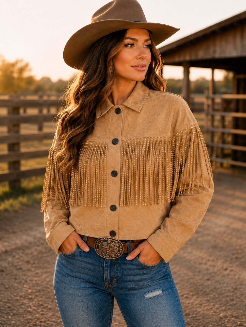 NWT - "Melrose With Love" Faux Suede Fringe Jacket, Meduim
